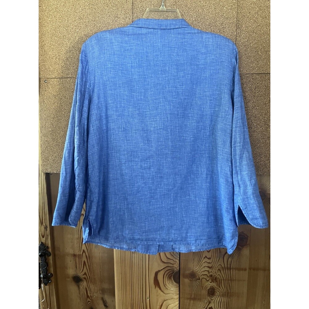 Nina McLemore Jacket Blazer, Size 12, Blue Color, Front Button, Rounded Collar - Picture 5 of 5